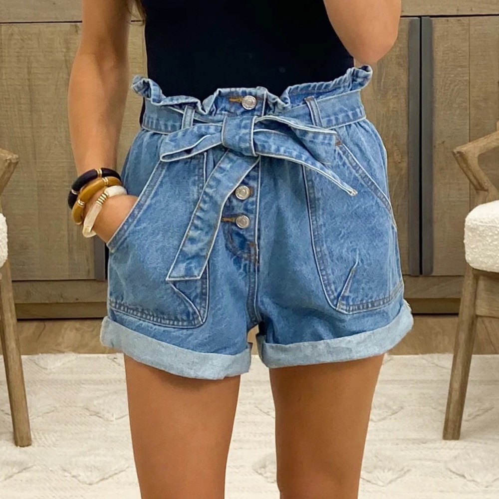 Talulah Pieper Paperbag denim shorts